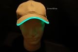 Khaki Fabric LED Lighted Glow Hat- Green