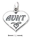Sterling Silver Aunt With Heart On Heart Charm - Guaranteed Delivery by Dec 24th