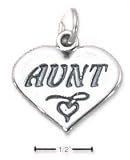 Sterling Silver Aunt With Heart On Heart Charm