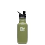 Klean Kanteen Stainless Steel 18 Ounce Water Bottle with 2.0 Sports Cap, Green Moss