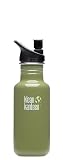 Klean Kanteen Stainless Steel 18 Ounce Water Bottle with 2.0 Sports Cap, Green Moss