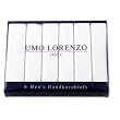 Hankies Handkerchief by Umo Lorenzo -6 Pack White Pure Cotton Handkerchiefs