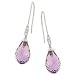 Amethyst Briolette and Pave Diamond Wire Dangle Earrings Diamond .06cttw