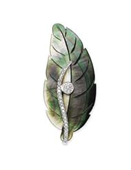 Sterling Silver Mother of Pearl CZ Leaf Pin