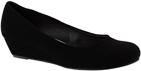Cityclassified Comfort Shoes Women's Corey-H Black Nub Round Toe Nub/Pat Low Heel Wedges 8.5 D(M) US