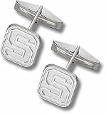 Sterling Silver MICHIGAN STATE BLOCK S OVAL CUFF LINKS