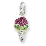 Sterling Silver Pink and Green CZ Ice Cream