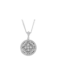 Cubic Zirconia Locket Necklace in Sterling Silver