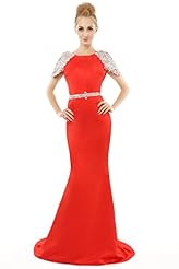Sexy Satin Beaded Backless Mermaid Evening Dress/Party Dress 