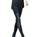 Allegra K Women Elastic Waist Faux Leather Legging Pants Black XS