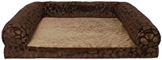 Canine Creations Orthopedic Pebble Embossed Mink Rectangle Bolster Pet Bed, 36 by 27-Inch, Bark