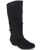 NEW WOMENS LADIES BLACK SUEDE PIIE LOW HEEL BOOTS 3-8