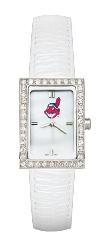 MLB Cleveland Indians Ladies Allure Watch White Leather Strap
