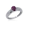 Jewelersclub 0.94ctw Genuine Ruby Gemstone & Accent White Diamond Ring in Sterling SIlver