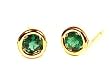 18k Yellow Gold Natural Emerald Mini Bezel Stud Earrings Ct.tw 0.30