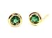 18k Yellow Gold Natural Emerald Mini Bezel Stud Earrings Ct.tw 0.30