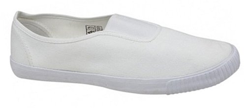 Mens Canvas Trainers - Pumps - Plimsoles - Slip On (9, White)