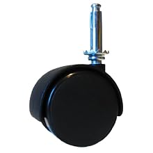RWM Casters TwinWheel Stem Caster, Swivel, Grip Neck Wood Stem, Nylon Wheel, 66 lbs Capacity, 2" Wheel Dia, 2-3/8" Mount Height, 1-19/32" Stem Dia