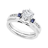 Elegant and Stylish 1/5 CT TW AND SAPPHIRE Bridal Enhancer in 14K White Gold (Finger Size 6 ), FREE 2-Day Shipping and 100% Satisfaction Guaranteed.