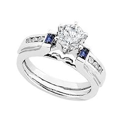 1/5 CT TW and Sapphire 14K White Gold Bridal Enhancer
