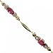 Ruby & Diamond Link Bracelet w/ Heart Accents in Solid Yellow Gold