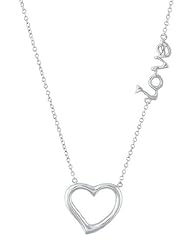 Sterling Silver 16" + 2 " Extension Open Heart and "Love" Necklace