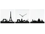 Karlsson 3 Piece Paris Skyline Silhouette Wall Art Clock Kitchen & Housewares