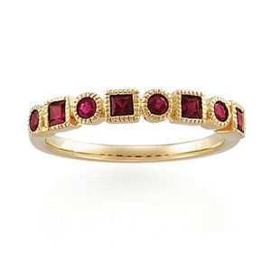 14K Yellow Gold Genuine Ruby Birthstone Ring