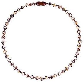 Amber Teething Necklace - for Babies (Unisex). Amberos Directly From Lithuania Certified Baltic Amber Baby Teething Necklace Highest Quality Guaranteed Anti Inflammatory, Drooling & Teething Pain. (Mosaic Marble)