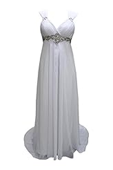 Maternity Plus Size A-line V-neck  Crystal Backless Empire   Waistline Chiffon Sleeveless Evening Dress/Party Dress  with a Brush/Sweep Train  With Ruffles