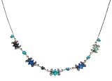 Michal Negrin Beautiful Swarovski Crystal Necklace with Flowers & Leaves all the way arround; - Victorian style, made in Israel