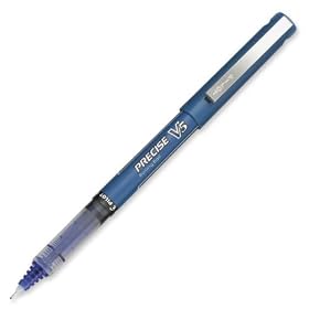 Pilot Precise V5 Stick Rolling Ball Pen, Micro Point, 0.25 mm, Blue Barrel/Ink (35335), 12-Count