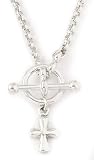 Sterling Silver Toggle Clasp Cross Pendant by Bob Siemon, 18"