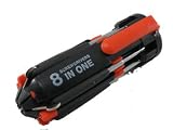 8 in 1 Multifunction Screwdriver with built in high intensity LED Flashlight. 4 sizes of Philips and 4 sizes of Flathead including mini eye glass repair heads.