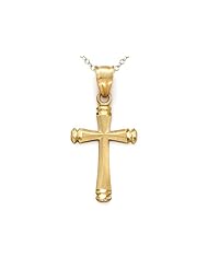 14kt Yellow Gold Diamond Cut Cross Pendant- Chain Included
