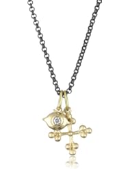 Erica Molinari "Renaissance" 14k Cross Charm and Baby Evil Eye Charm Necklace
