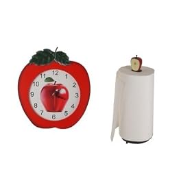 Apples Paper Towel Holder and Clock Set by 