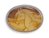 Hand Carved Amber Horse Pin/Pendant