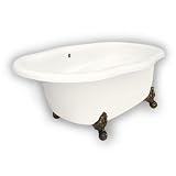American Bath Factory B4-72-BB-LH-NH-M2-15-OB Caspian Whirlpool Clawfoot Bathtub in Bisque, Ball and