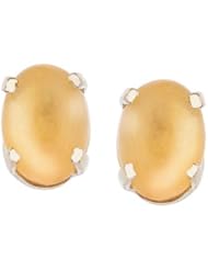14k Yellow Gold Oval Frosted Citrine Stud Earrings