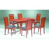 Cafe 6 Seat Extend Dining Set (Cherry) (29.13H x 31.50W x 47.24D)