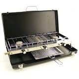 Portable double ring gas stove with grill
