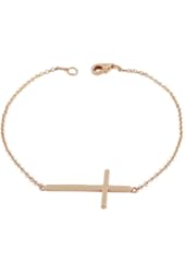 925 Sterling Silver Sideways Religious Cross Link Chain Bracelet