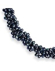 Sterling Silver 4-4.5mm Freshwater Cultured Peacock Pearl Necklace - 16 Inch