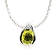 14K White Gold Peridot and Diamond Pendant