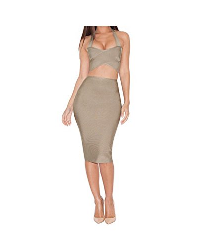 Whoinshop Women's Sleeveless Skirt Set 2 Piece Cocktail Bandage Dress