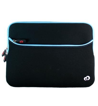 Sacoche en Néoprène pour ordinateur portable 33,78 cm, Apple Macbook 33 cm HP Pavilion 33,78 cm Acer Aspire 33,78 cm Acer Timeline Toshiba Satellite Sony Vaio Dell Latitude Dell Inspiron Samsung Notebook Sleeves (Disponible en différentes couleurs) (Noir à liseré Bleu)
