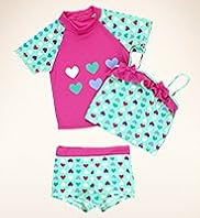 3 Piece Heart Print Bow Tankini Set