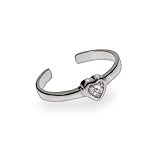 Eve's Addiction Mini CZ Heart Sterling Silver Toe Ring