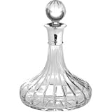 Review Carrs Of Sheffield  / 75cl Ships Decanter- Linear Cut Crystal In Sterling Silver By Carrs Of Sheffield